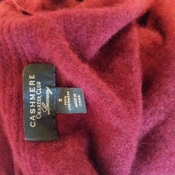 Charter Club 100% Cashmere burgundy Open front Cardigan S - Picture 8 of 11